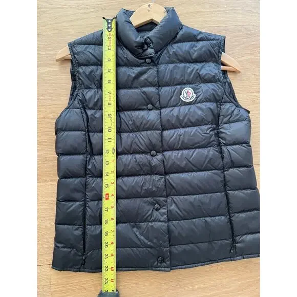 Moncler Liane Down Puffer Vest Gilet Black Size 2 (Medium) $1045